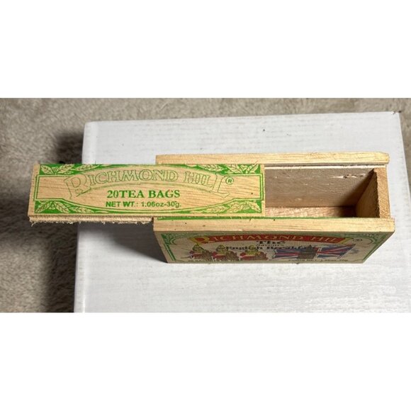Richmond Hill English Breakfast Flavored Tea Crate Wooden Box Empty 5.25" x 3" - Picture 6 of 9